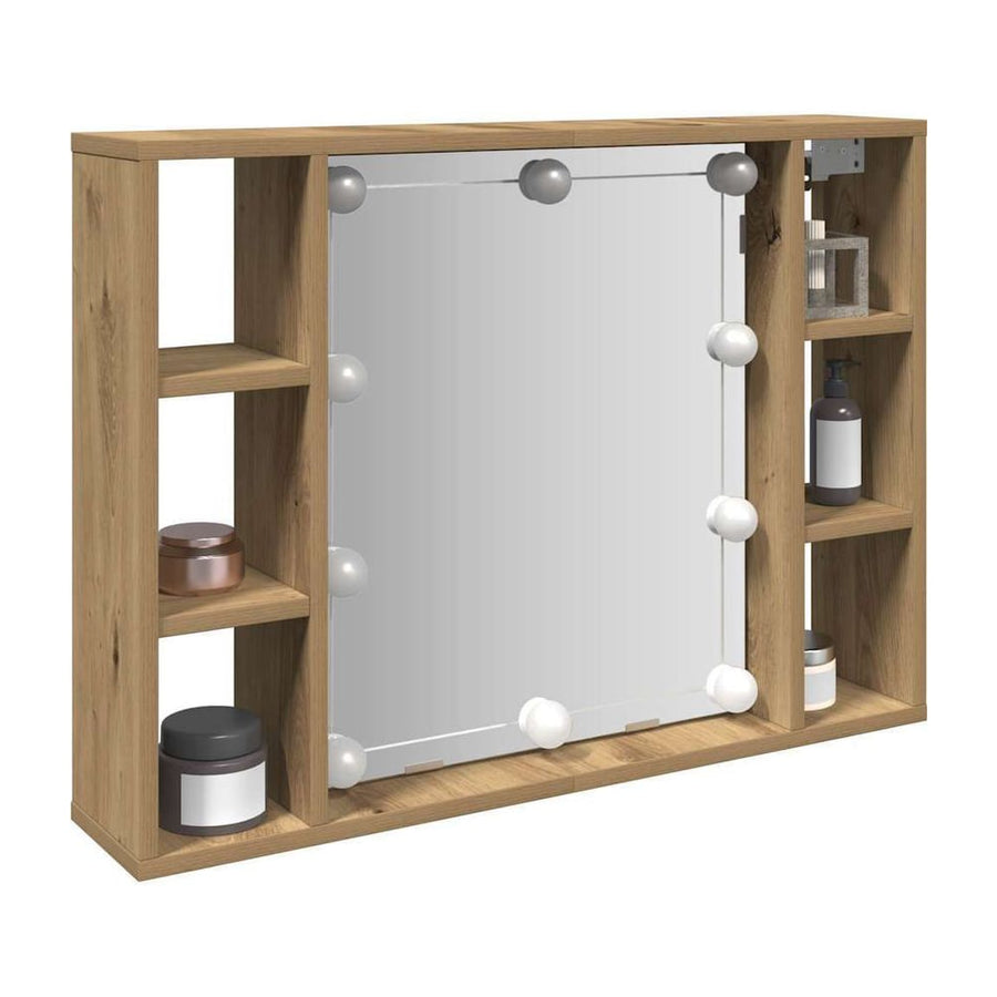 Mirror Cabinet with LED Artisan Oak Engineered Wood
