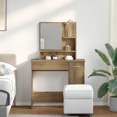 vidaXL Dressing Table with Mirror Artisan Oak 86.5x35x136 cm 3