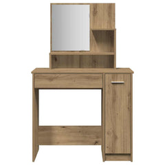 vidaXL Dressing Table with Mirror Artisan Oak 86.5x35x136 cm 4