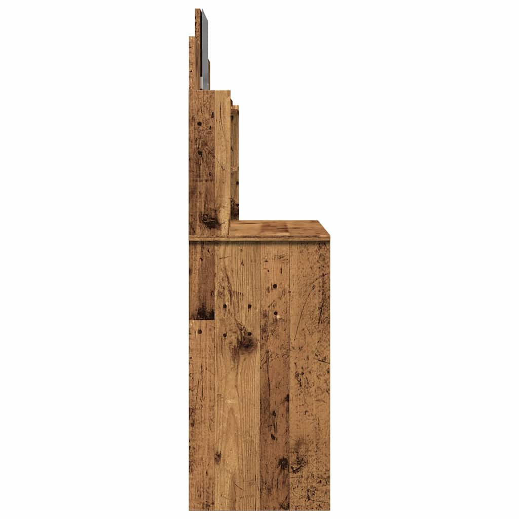 vidaXL Dressing Table with Mirror Old Wood 96x39x142 cm 5