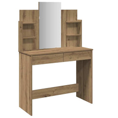 vidaXL Dressing Table with Mirror Artisan Oak 96x39x142 cm 2