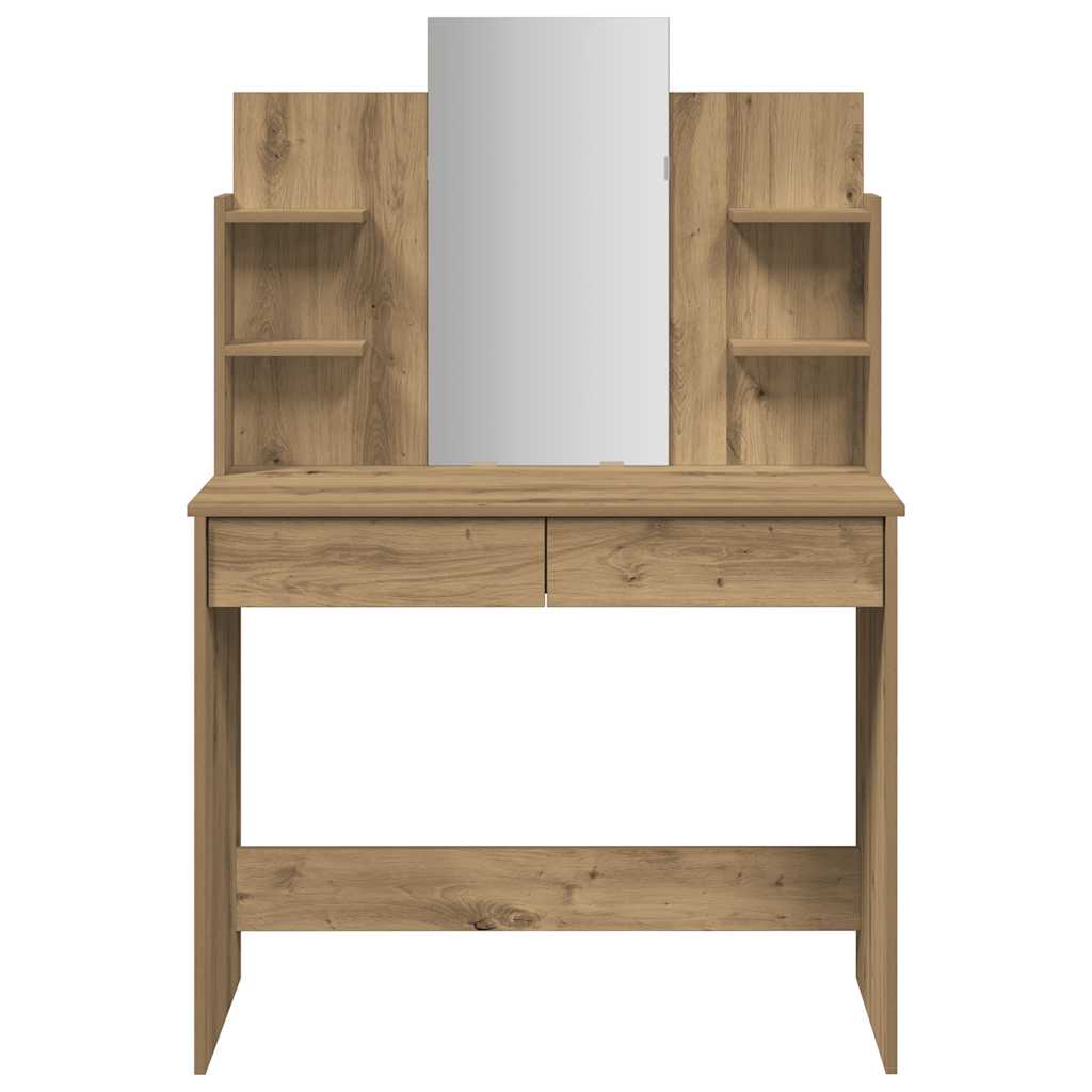 vidaXL Dressing Table with Mirror Artisan Oak 96x39x142 cm 4
