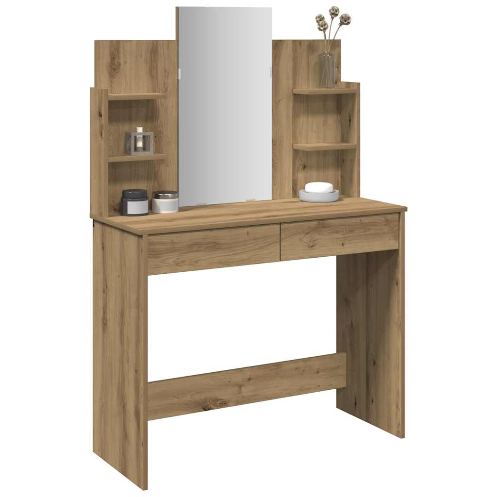 vidaXL Dressing Table with Mirror Artisan Oak 96x39x142 cm 1