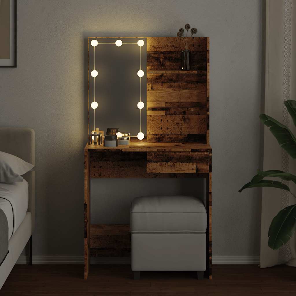vidaXL Dressing Table with LED Old Wood 74.5x40x141 cm 4