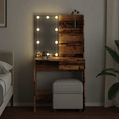 vidaXL Dressing Table with LED Old Wood 74.5x40x141 cm 4