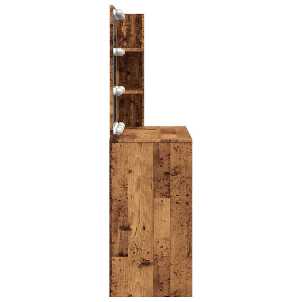 vidaXL Dressing Table with LED Old Wood 74.5x40x141 cm 6