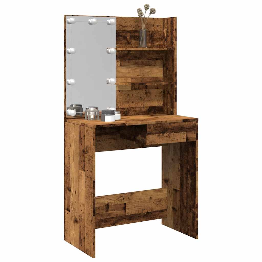 vidaXL Dressing Table with LED Old Wood 74.5x40x141 cm 1
