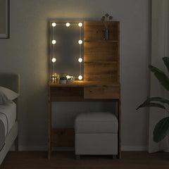 vidaXL Dressing Table with LED Artisan Oak 74.5x40x141 cm 4