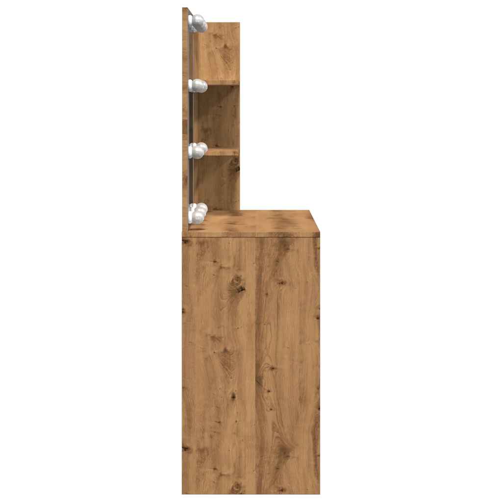 vidaXL Dressing Table with LED Artisan Oak 74.5x40x141 cm 6