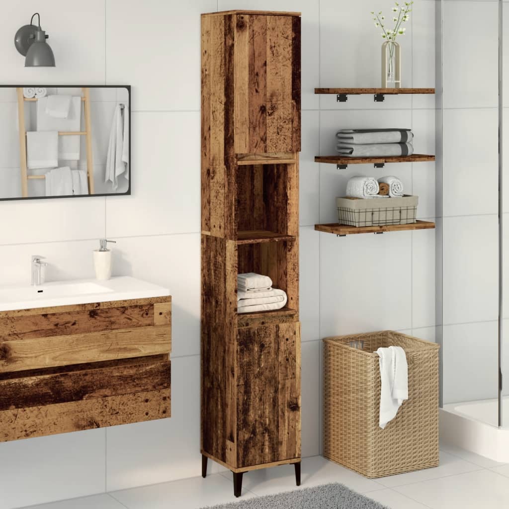 Bathroom Cabinet 30x30x190 cm Engineered Wood Old wood