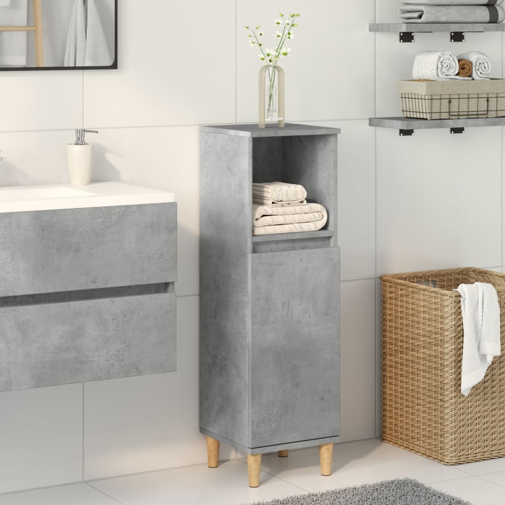 vidaXL Bathroom Cabinet Concrete Grey 30x30x100 cm Engineered Wood 1