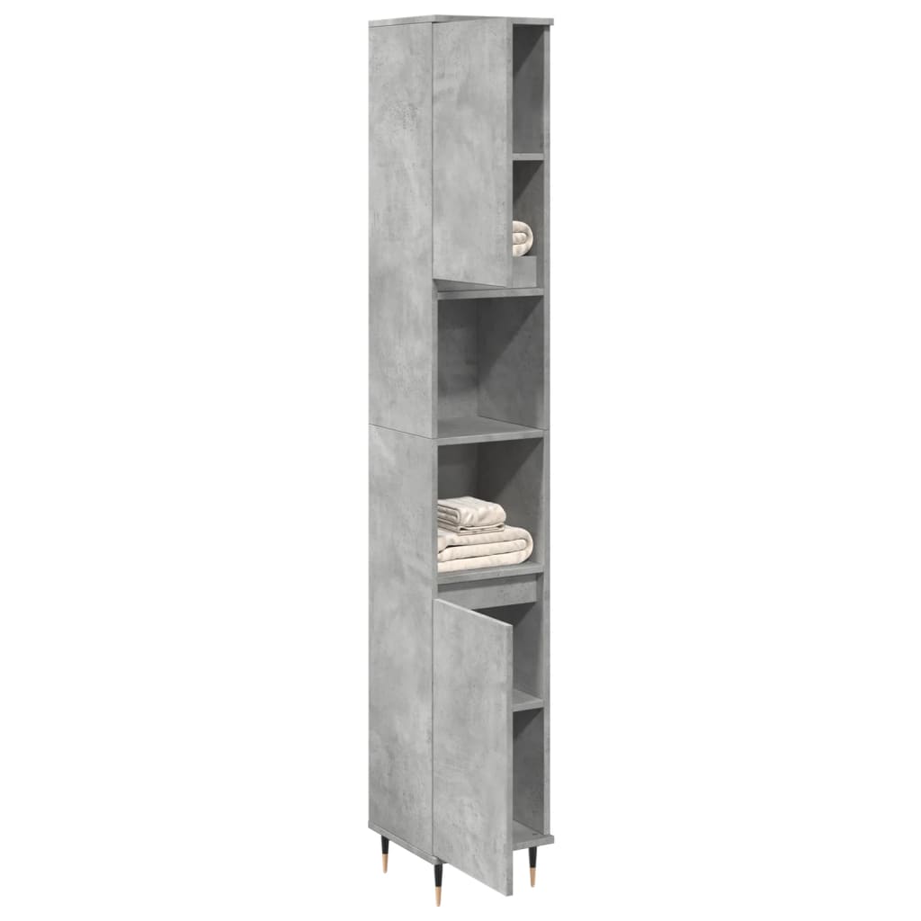 vidaXL Bathroom Cabinet Concrete Grey 30x30x190 cm Engineered Wood 3