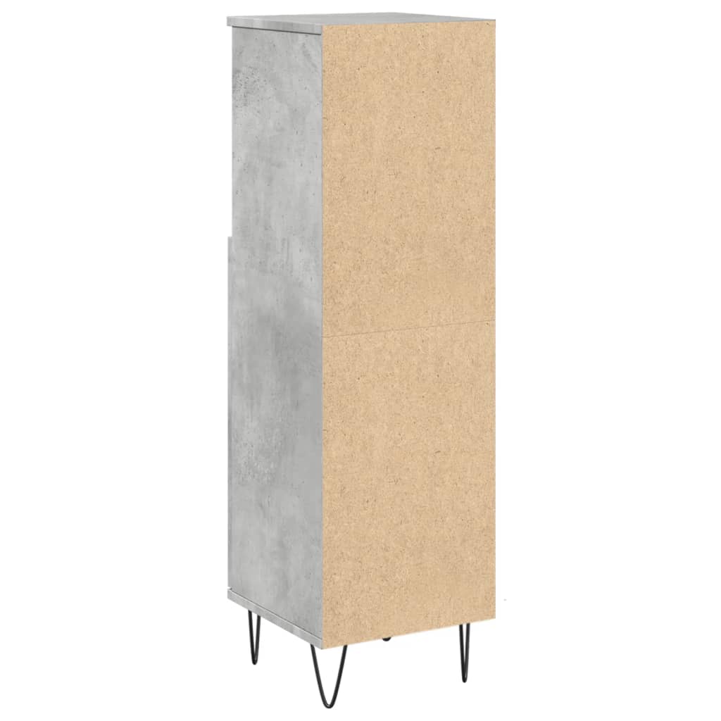 vidaXL Bathroom Cabinet Concrete Grey 30x30x100 cm Engineered Wood 6