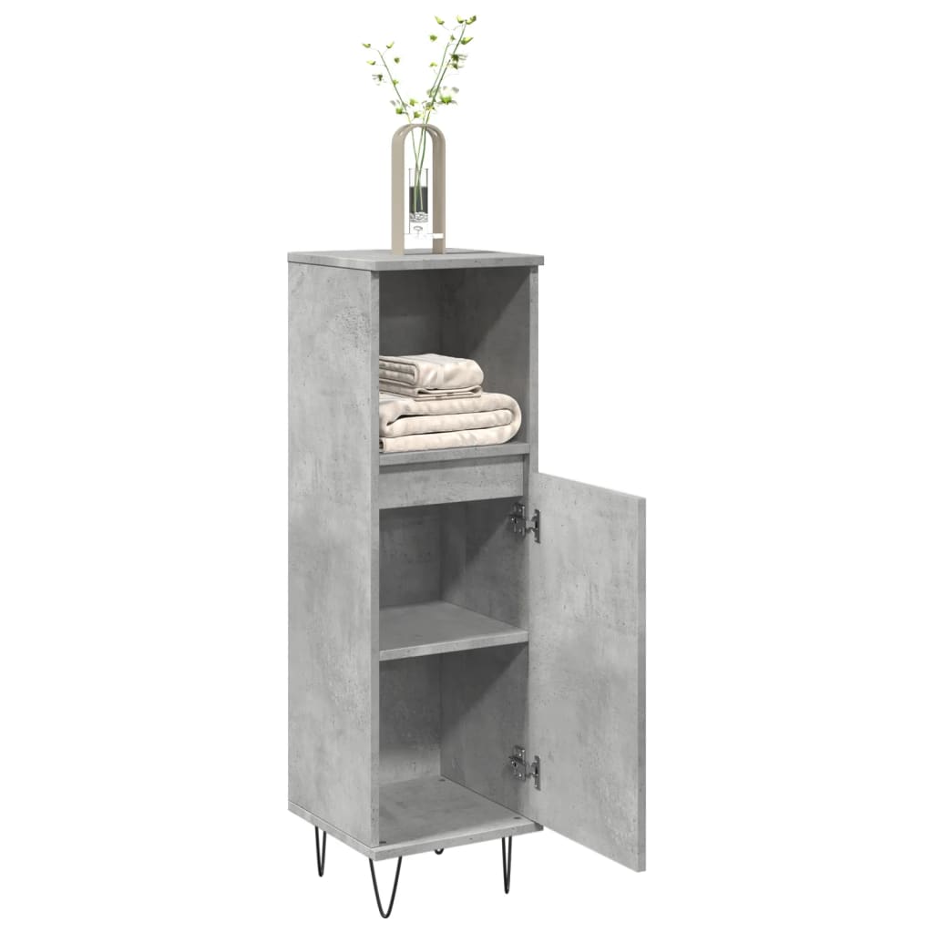 vidaXL Bathroom Cabinet Concrete Grey 30x30x100 cm Engineered Wood 1