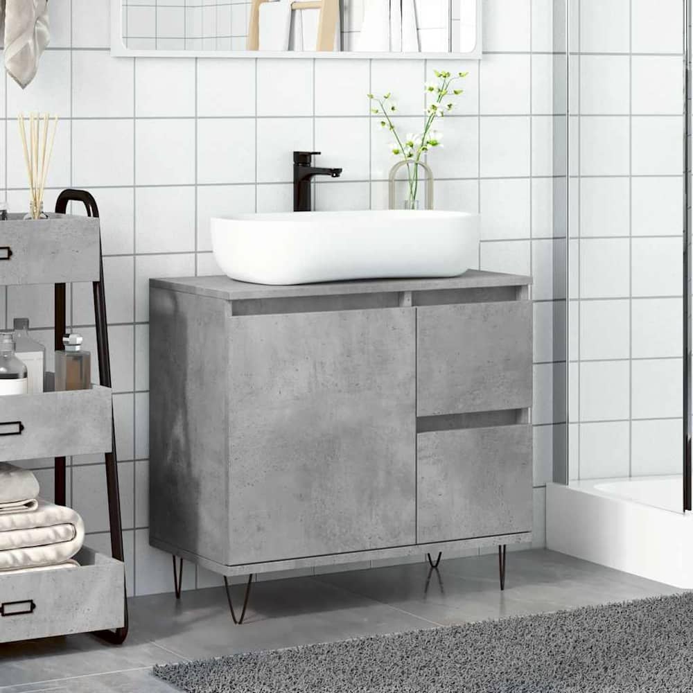 vidaXL Bathroom Sink Cabinet Concrete Grey 65x33x60 cm Engineered Wood 3