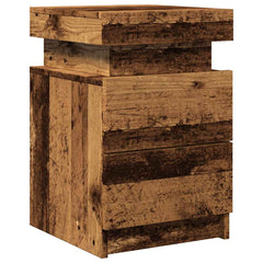 vidaXL Bedside Cabinet with LED Old Wood 35x39x55 cm Engineered Wood 4
