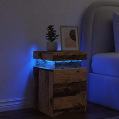 Bedside Cabinet with LED Lights in Old Wood