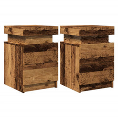 vidaXL Bedside Cabinets with LED 2 pcs Old Wood 35x39x55 cm Engineered Wood 4