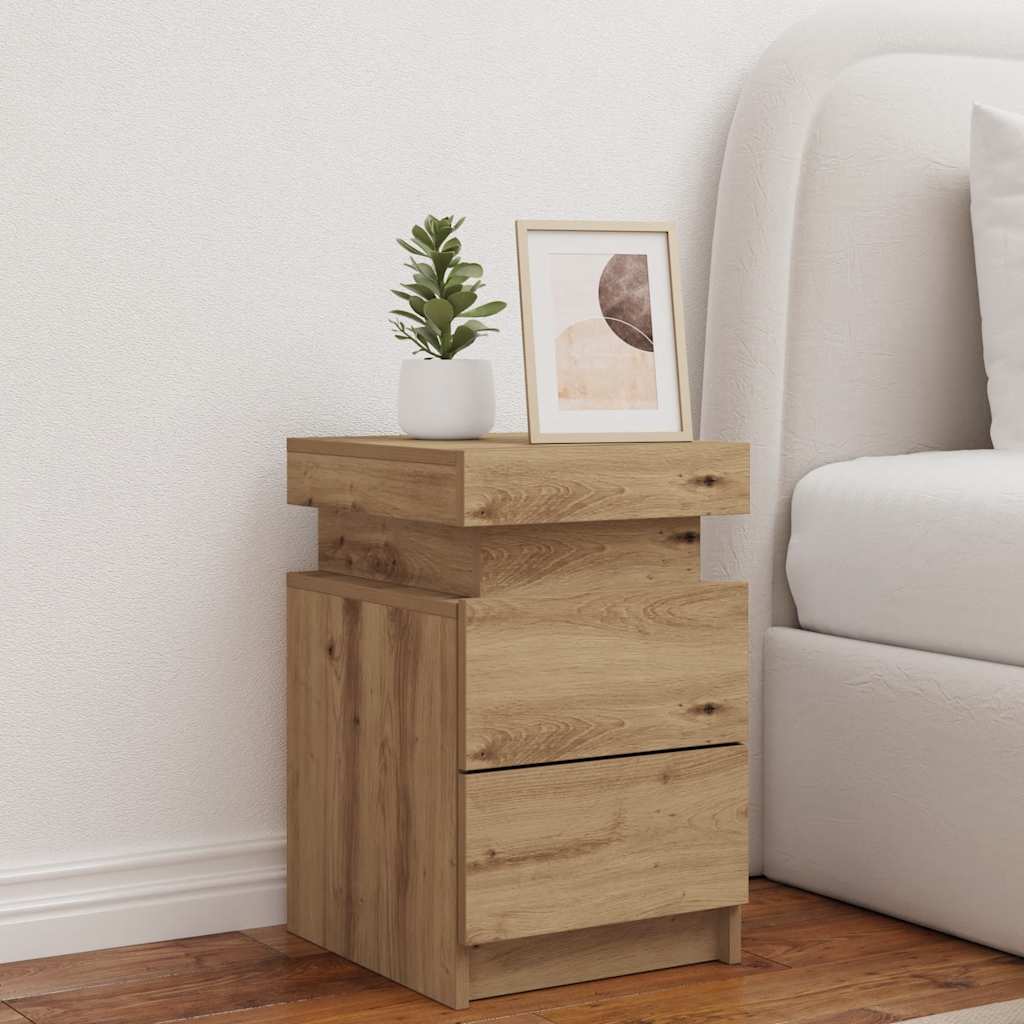 vidaXL Bedside Cabinet with LED Lights 35x39x55 cm