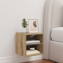TV Wall Cabinet with LED Lights Artisan Oak, image 4