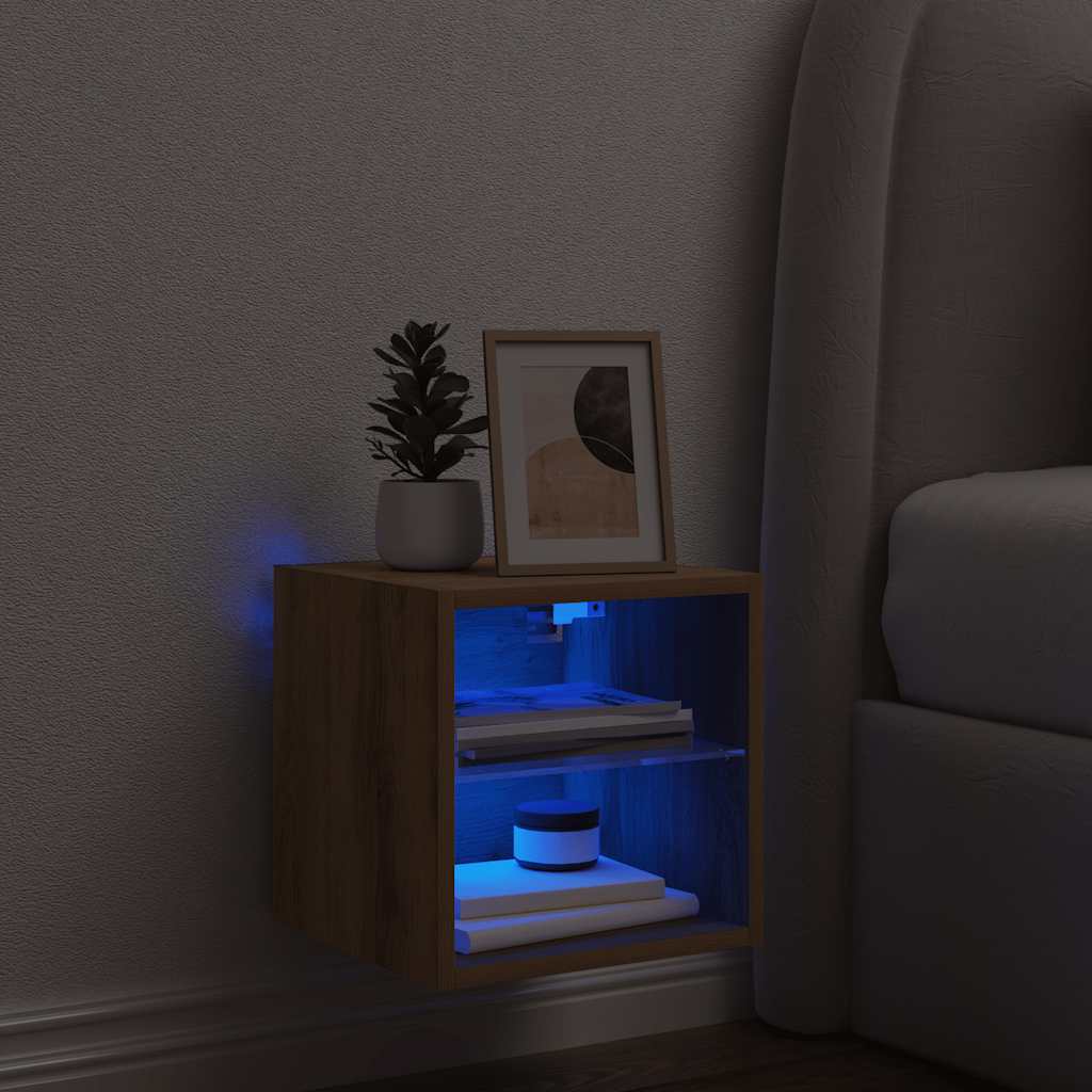 TV Wall Cabinet with LED Lights Artisan Oak, image 5