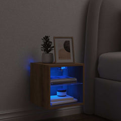 TV Wall Cabinet with LED Lights Artisan Oak, image 5