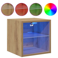 vidaXL TV Wall Cabinets with LED Lights 2 pcs Artisan Oak 30x28,5x30 cm 2