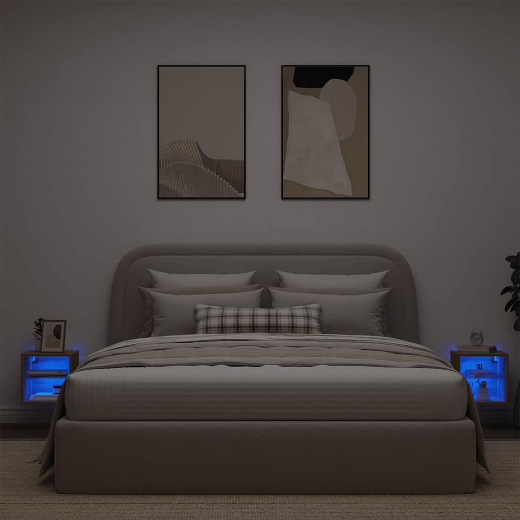 vidaXL TV Wall Cabinets with LED Lights 2 pcs Artisan Oak 30x28,5x30 cm 3