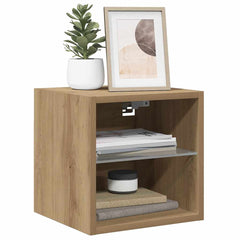 vidaXL TV Wall Cabinets with LED Lights 2 pcs Artisan Oak 30x28,5x30 cm 4