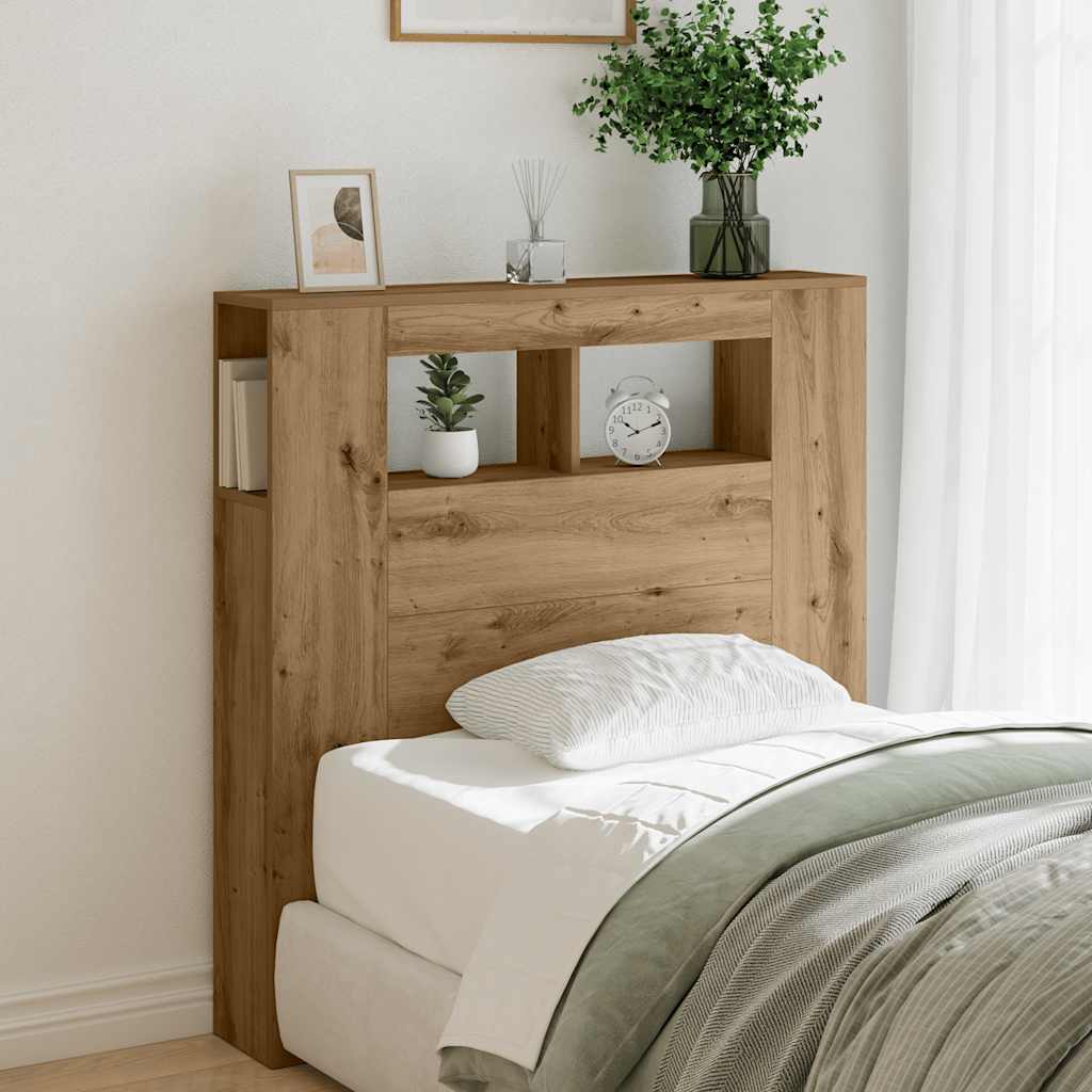 LED Headboard 100x18.5x103.5 cm Engineered Wood Artisan Oak 100 x 103.5 cm