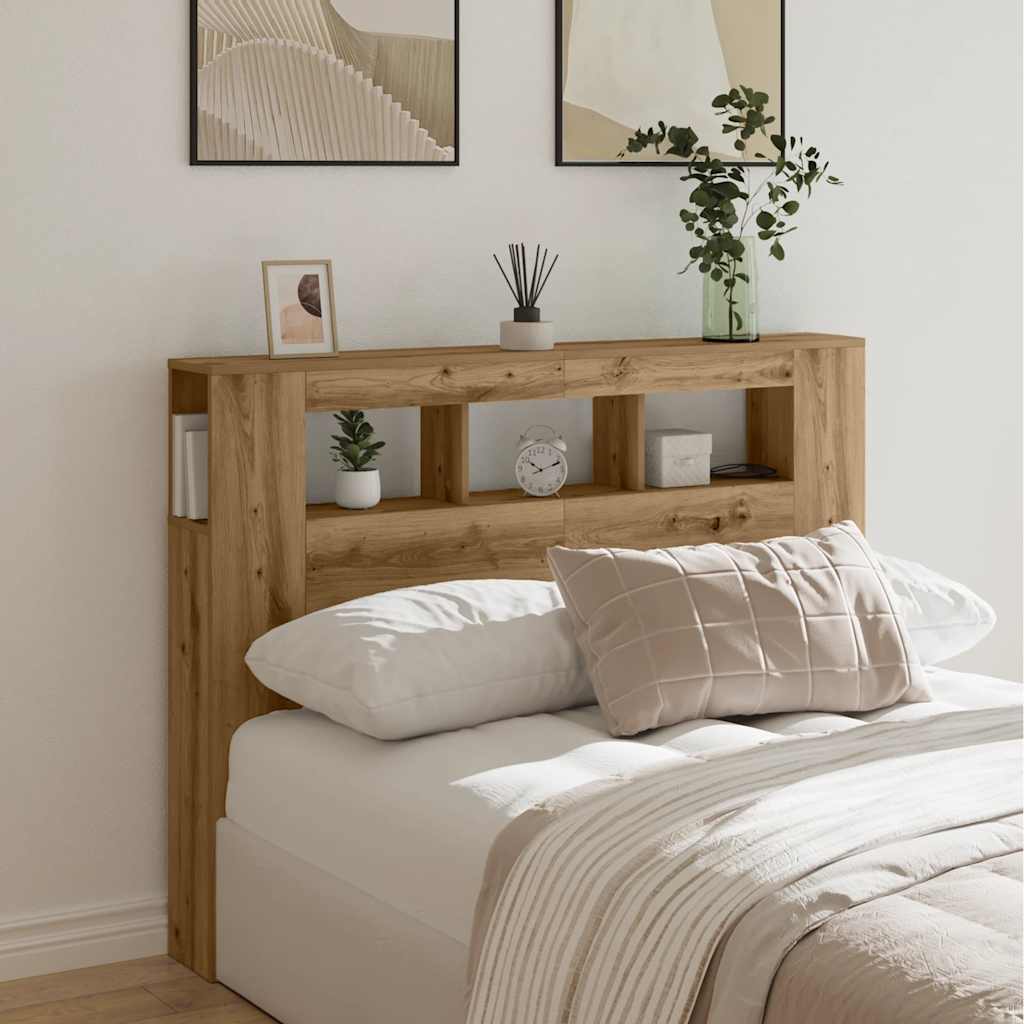 LED Headboard 100x18.5x103.5 cm Engineered Wood Artisan Oak 140 x 103.5 cm