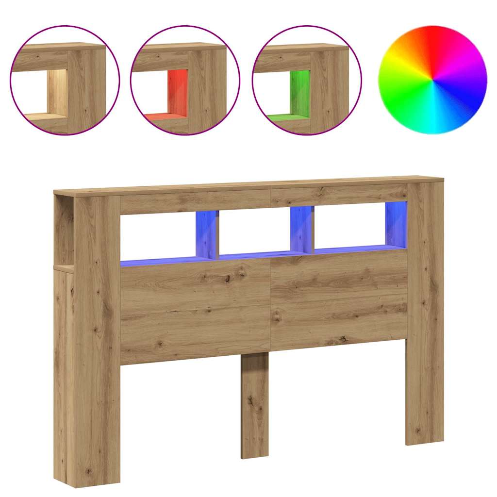 LED Headboard 100x18.5x103.5 cm Engineered Wood Artisan Oak 160 x 103.5 cm