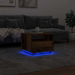 vidaXL Coffee Table with LED Lights Old Wood 50x49x40 cm 5