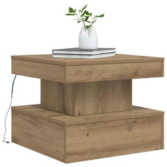 vidaXL Coffee Table with LED Lights Artisian Oak 50x50x40 cm 6