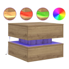 vidaXL Coffee Table with LED Lights Artisian Oak 50x50x40 cm 2