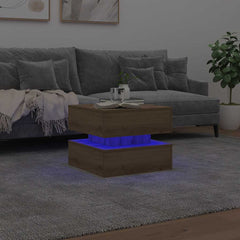 vidaXL Coffee Table with LED Lights Artisian Oak 50x50x40 cm 4