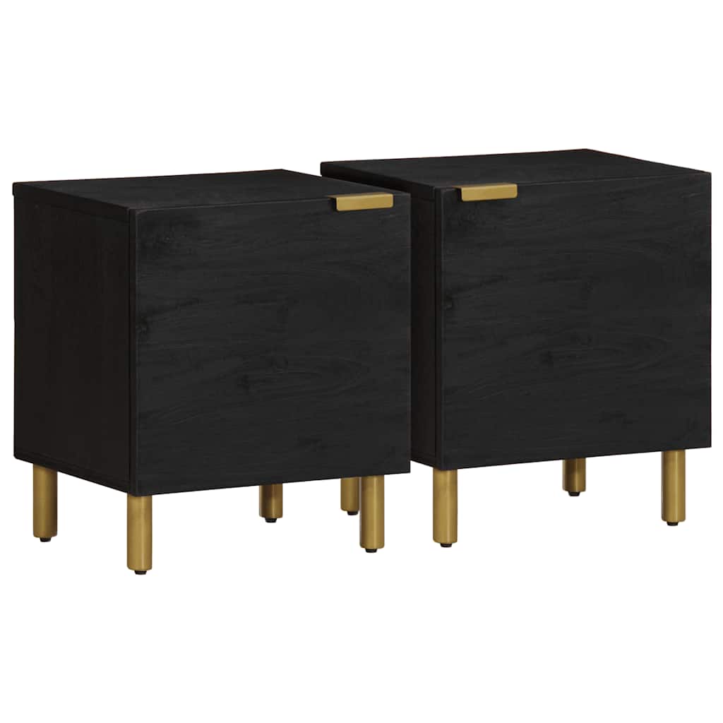 Bedside Cabinet Black Solid Wood Mango
