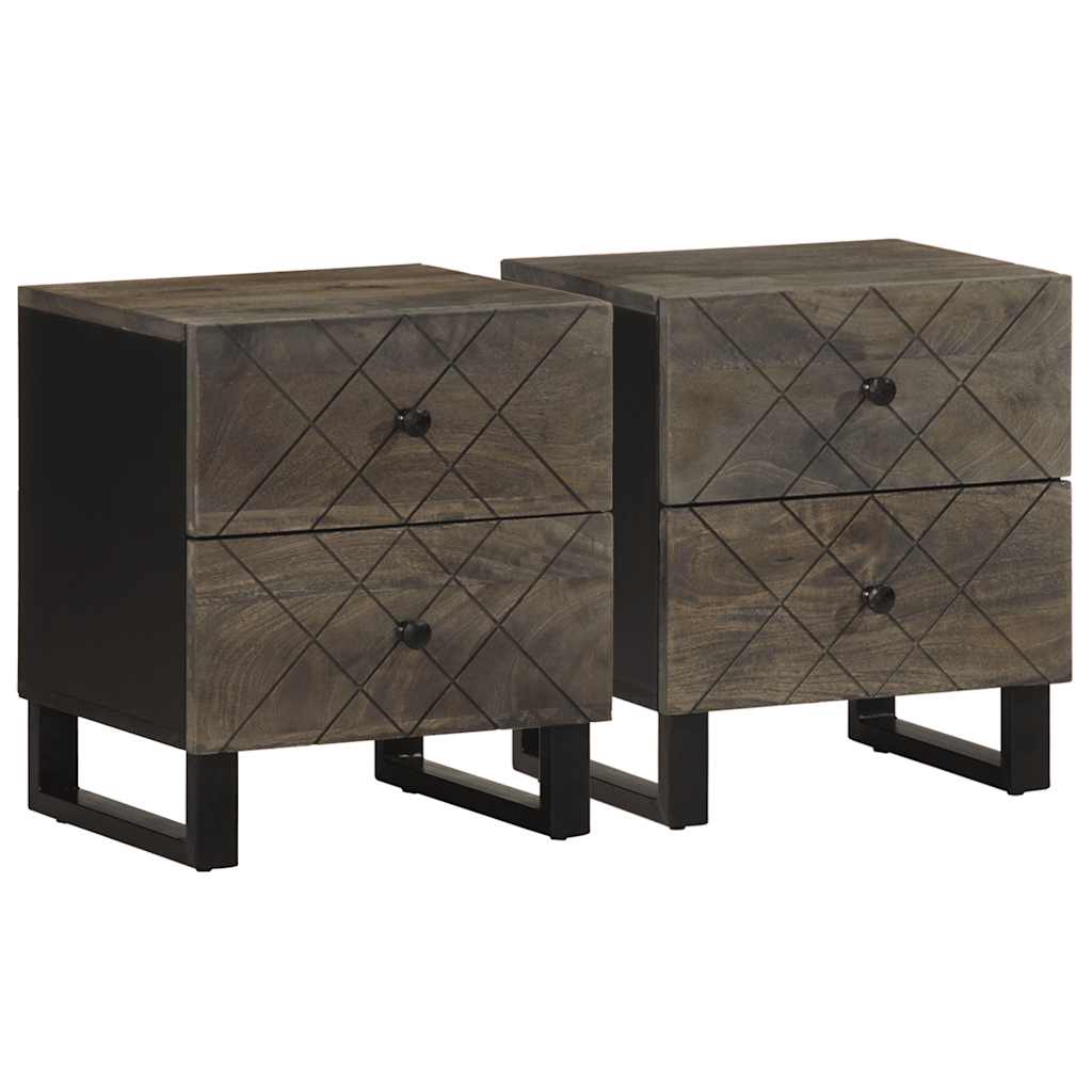 vidaXL Bedside Cabinets 2 pcs Black 40x33x46 cm Solid Wood Mango 1