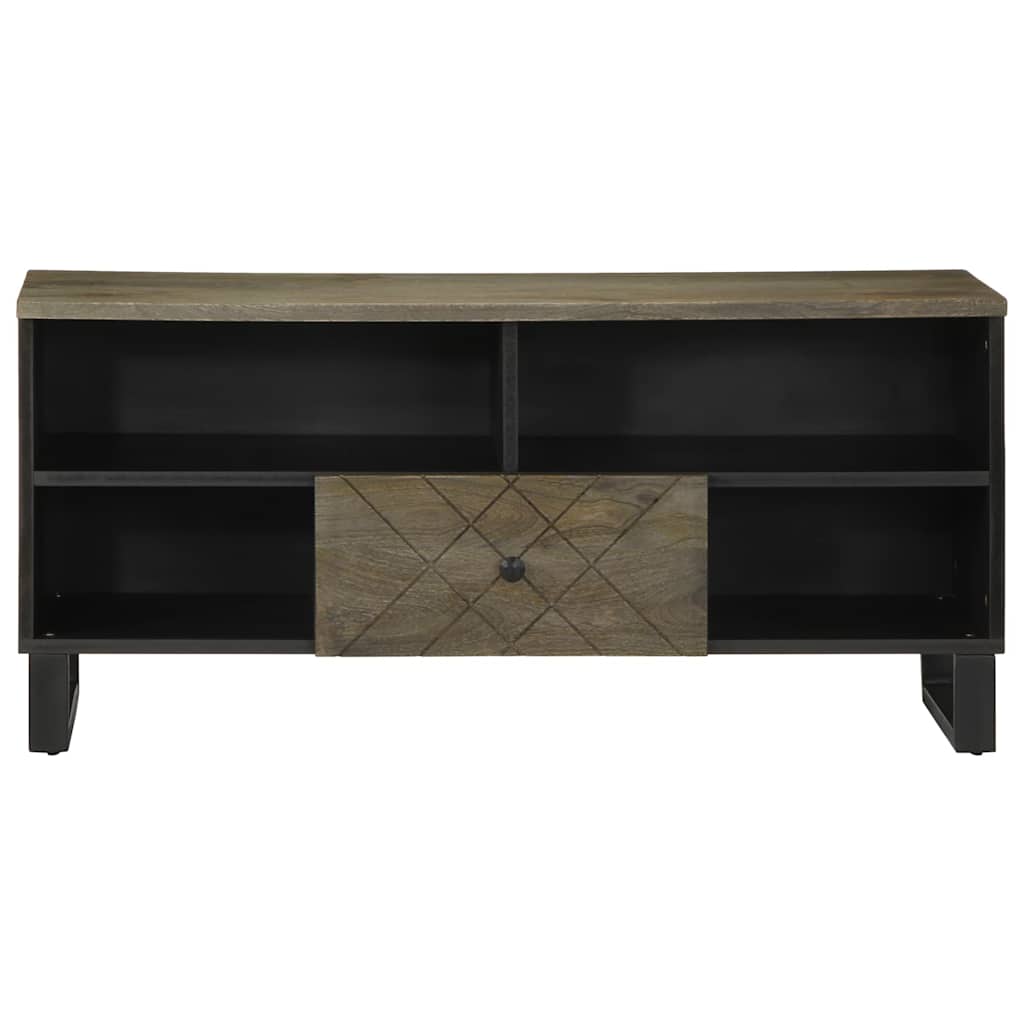 vidaXL TV Cabinet Black 100x33x46 cm Solid Wood Mango 3