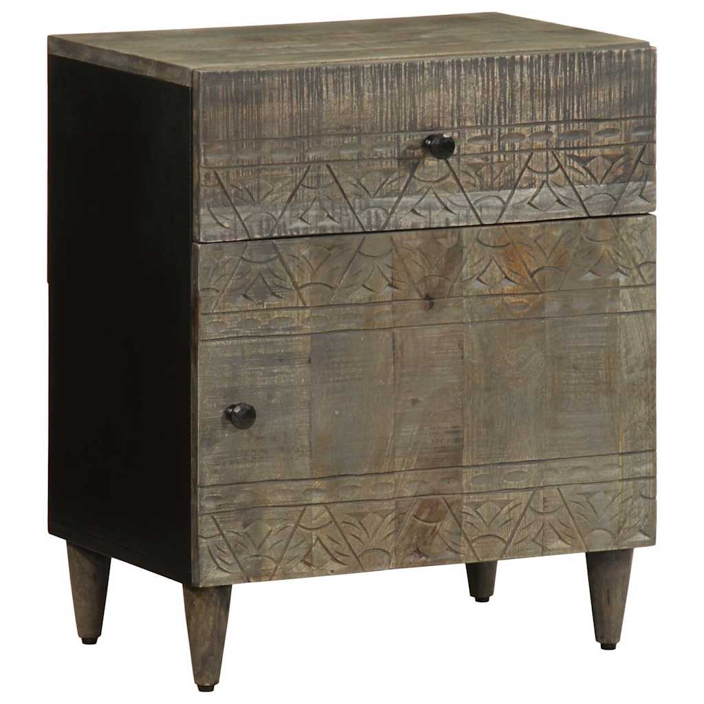 vidaXL Bedside Cabinet Light Grey 50x33x60 cm Solid Wood Mango 1