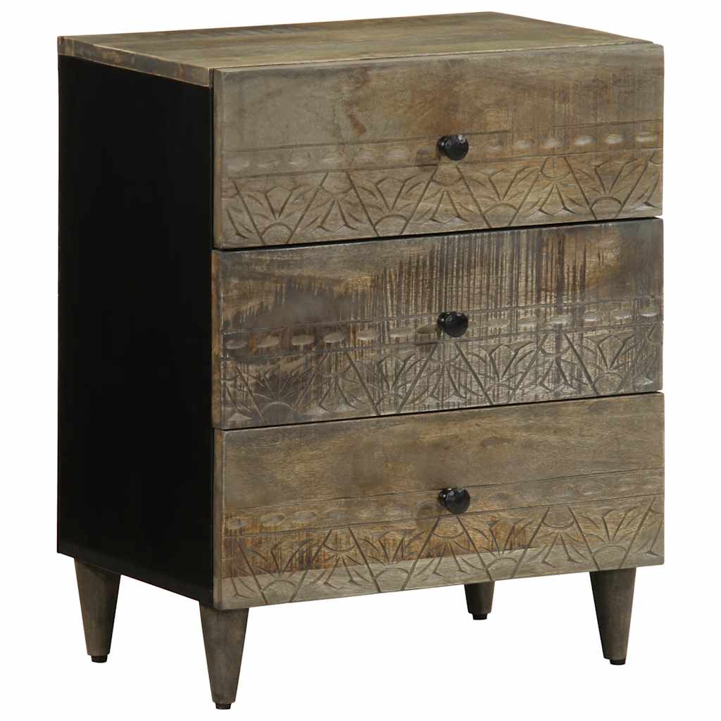 vidaXL Bedside Cabinet Light Grey 50x33x60 cm Solid Wood Mango 1
