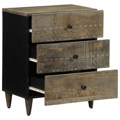 vidaXL Bedside Cabinet Light Grey 50x33x60 cm Solid Wood Mango 3