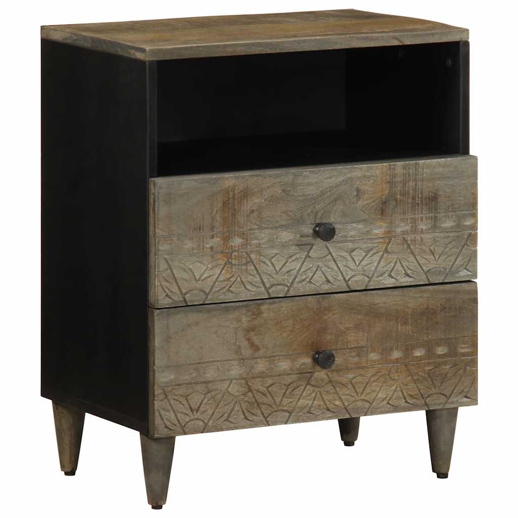 vidaXL Bedside Cabinet Light Grey 50x33x60 cm Solid Wood Mango 2