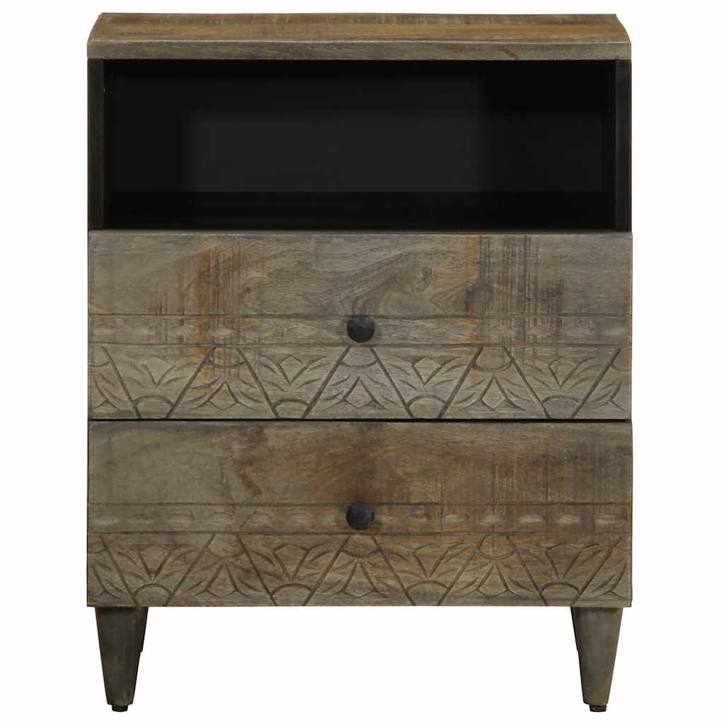 vidaXL Bedside Cabinet Light Grey 50x33x60 cm Solid Wood Mango 3