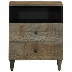 vidaXL Bedside Cabinet Light Grey 50x33x60 cm Solid Wood Mango 3