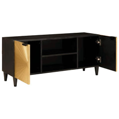 vidaXL TV Cabinet Black and Gold 105 x 33 x 46 cm Engineered Wood 2