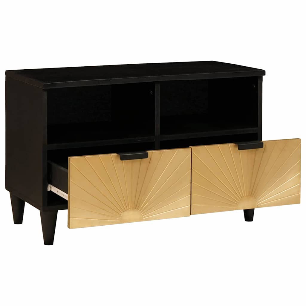vidaXL TV Cabinet Black and Gold 70 x 33 x 46 cm Engineered Wood 2