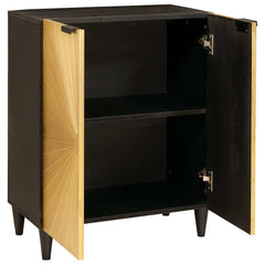 vidaXL Sideboard Black and Gold 60 x 33 x 75 cm Solid Mango Wood 2