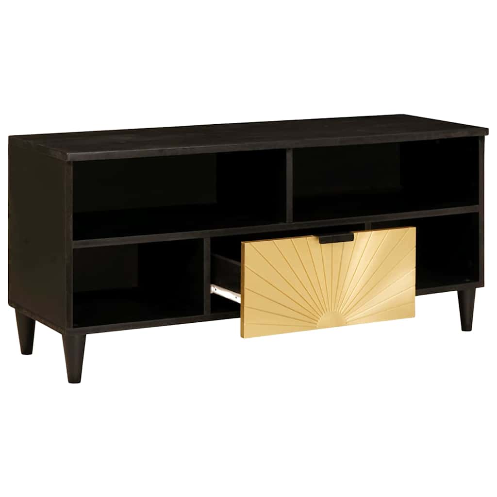 vidaXL TV Cabinet Black and Gold 100 x 33 x 46 cm Engineered Wood 2