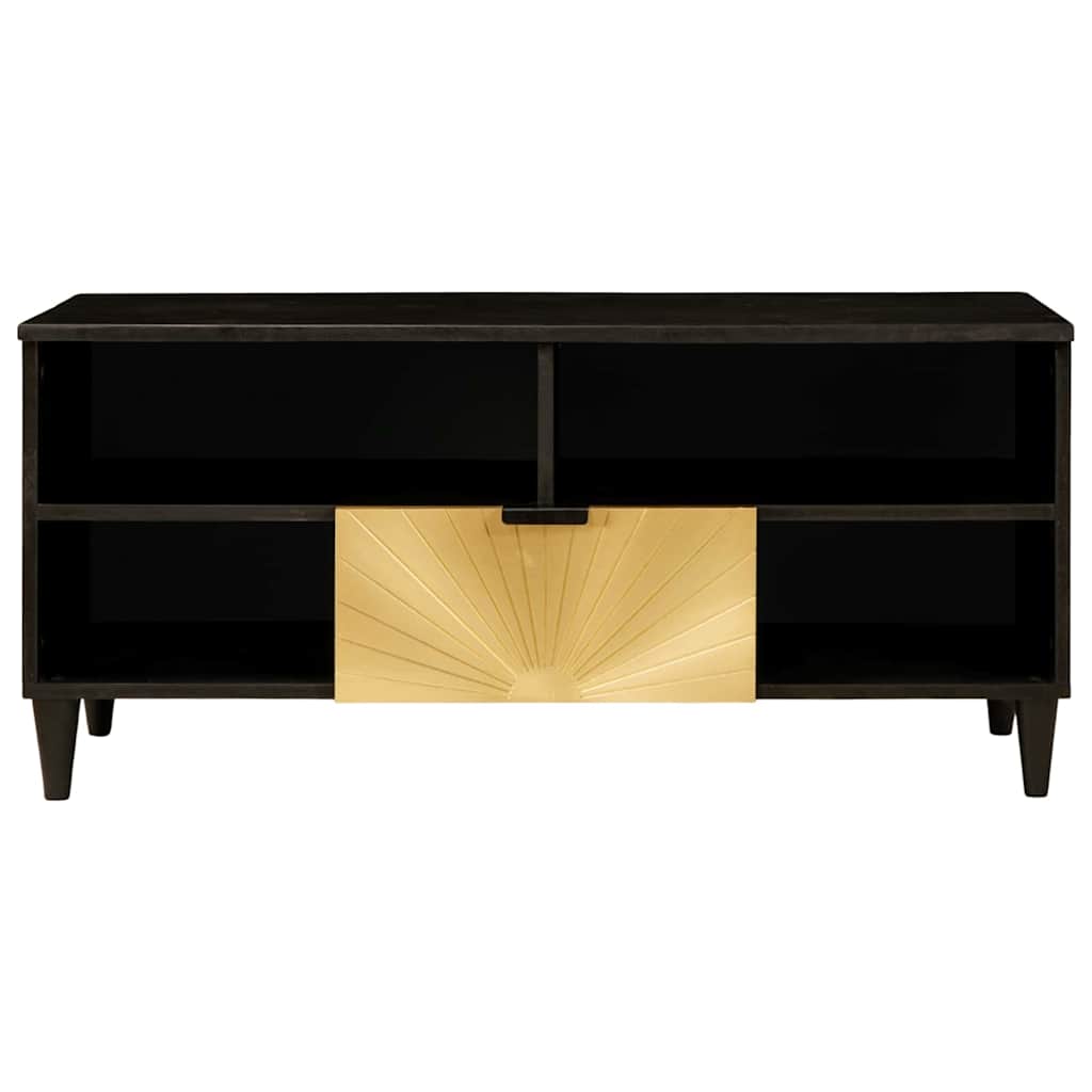 vidaXL TV Cabinet Black and Gold 100 x 33 x 46 cm Engineered Wood 3